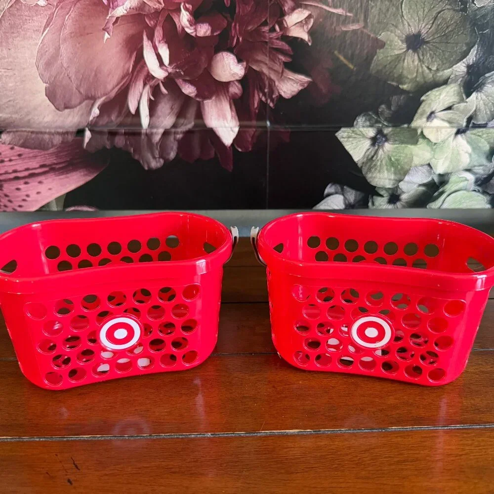 NEW 2-Pc Target Mini Shopping Basket - RED